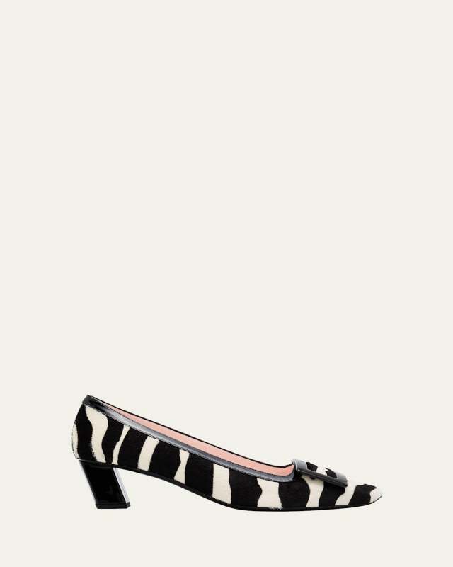 Belle Vivier Zebra Buckle Pumps
